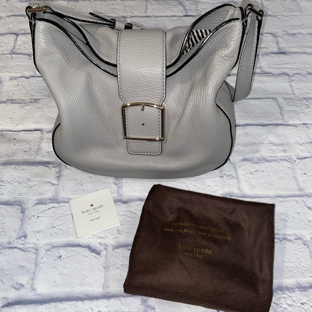 Kate Spade Healy Lane Lawrie Pebble Leather Shoulder Bag City Fog Gray